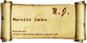 Mersits Janka névjegykártya